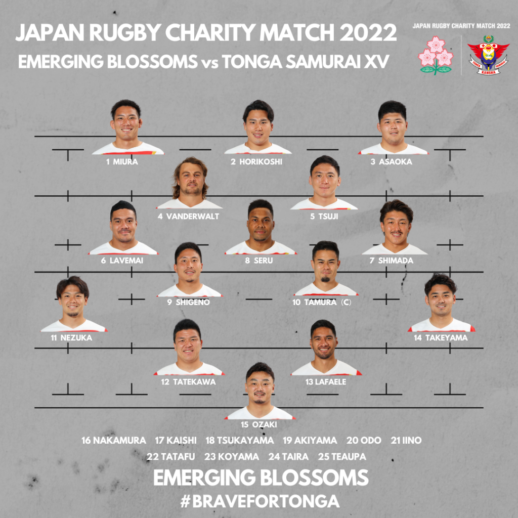 Emerging Blossoms Team for Japan Rugby Charity Match 2022｜RUGBY：FOR ALL