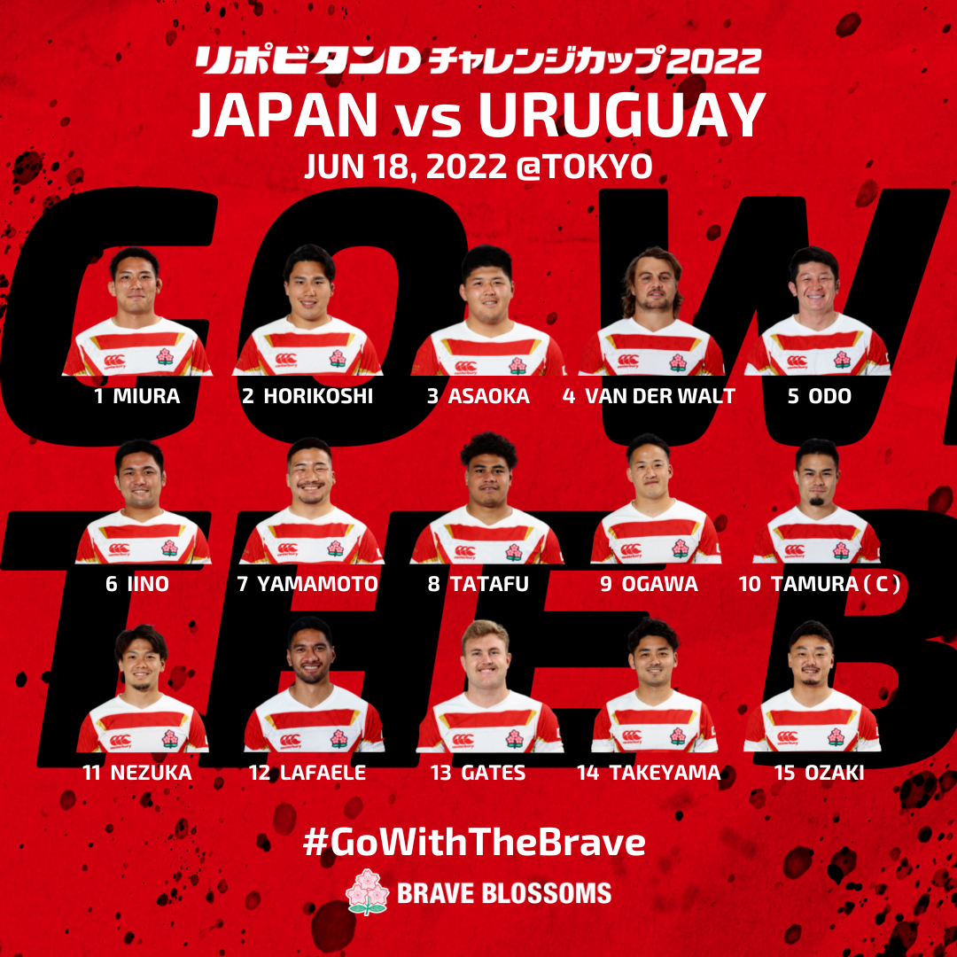 Brave Blossoms Team Announced For First Test Against Uruguay｜RUGBY：FOR ALL